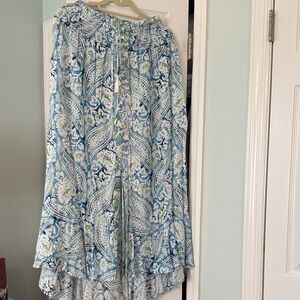 Christian Siriano Blue and White High-Low Skirt